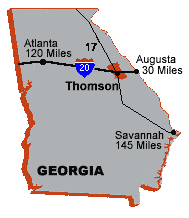 Map to Thomson - McDuffie County, Georgia